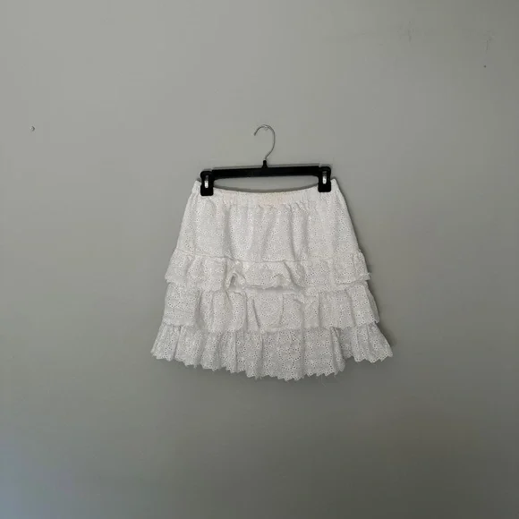 House of Harlow 1960 White Cotton Eyelet Mini Skirt - Size M - Picture 2 of 6